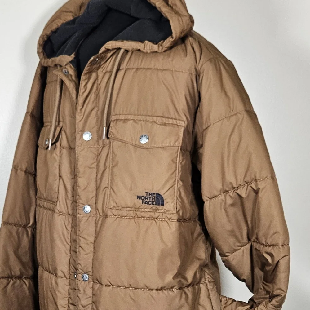 Men's North Face Quilted Snap Front Insulated Jacket Fleece Lined Hooded M